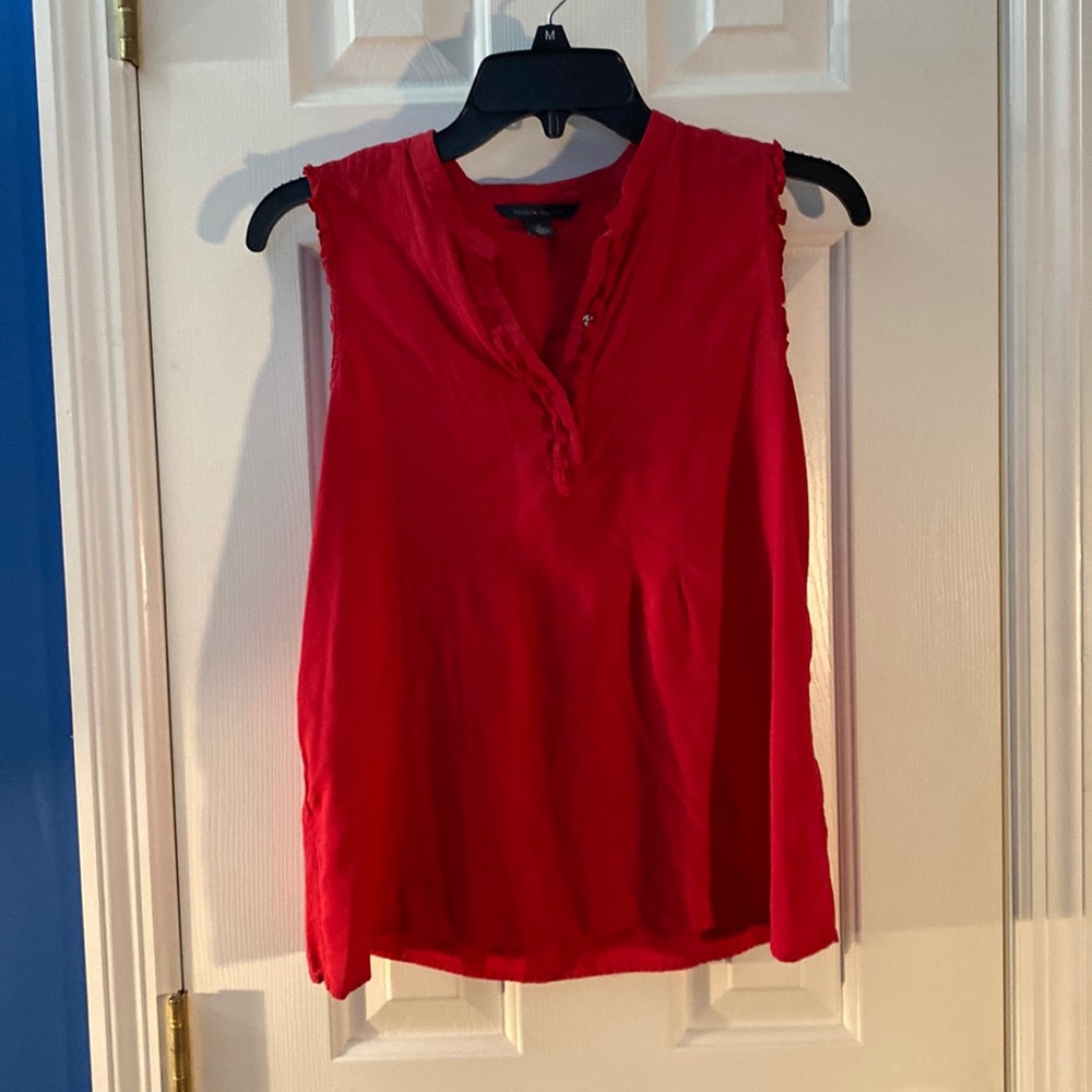 Red sleeveless silk top